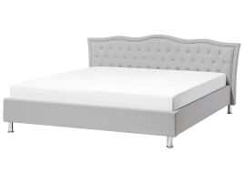 Fabric EU Super King Size Bed Grey METZ