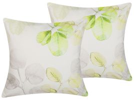 Set of 2 Cushions Leaf Pattern 45x45cm Multicolour