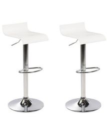 Set of 2 Adjustable Bar Stools White VALENCIA