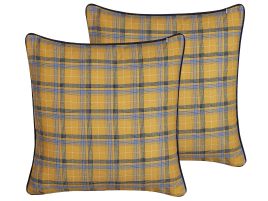 Set of 2 Cushions Chequered Pattern 45x45cm Multicolour