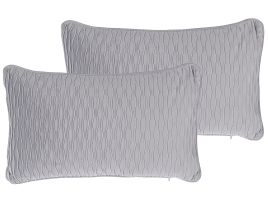 Set of 2 Embossed Cushions 30x50cm Grey