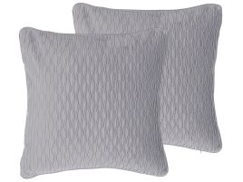 Set of 2 Embossed Cushions 45x45cm Grey