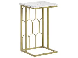 Side Table Marble Effect White with Gold PANDALE