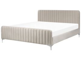 Velvet EU Super King Size Bed Taupe LUNAN