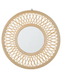 Round Bamboo Wall Mirror 60cm Natural