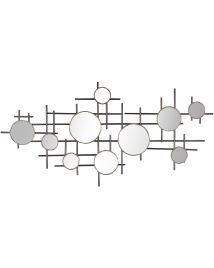 Metal 10-Pcs Wall Mirror 113x55cm Black with Gold