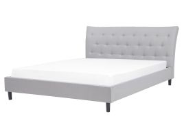 Fabric EU King Size Bed Grey SAVERNE