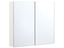Bathroom Wall Mounted Mirror Cabinet 80 x 70 cm White NAVARRA