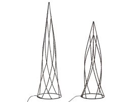 Set of 2 LED Decorative Figurines Christmas Tree Black NEIDEN