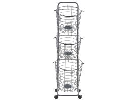 3 Tier Metal Wire Basket Stand Grey
