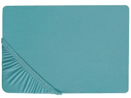 Cotton Fitted Sheet 180 x 200 cm Turquoise HOFUF