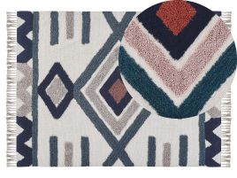Rectangular Cotton Area Rug 140x200cm Multicolour