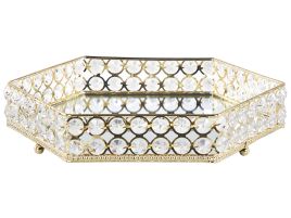 Mirrored Decorative Tray Hexagonal Gold