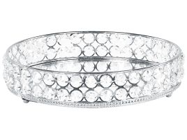 Mirrored Decorative Tray Round Silver