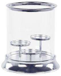 Glass Hurricane Candle Holder 24 cm Silver CILEGON