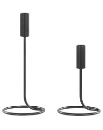 Set of 2 Iron Candlesticks Black