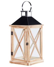 Wooden Candle Lantern 52 cm Brown TELAGA