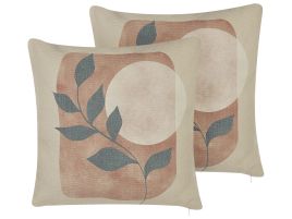 Set of 2 Cushions Abstract Pattern 45x45cm Multicolour