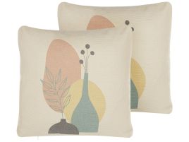 Set of 2 Cushions Abstract Pattern 45x45cm Multicolour