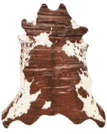 Faux Cowhide Area Rug 130x170cm Brown and White