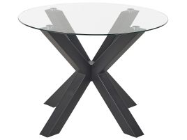 Glass Top Round Dining Table âŒ€ 100 cm Black OTIUM
