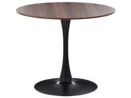 Round Dining Table âŒ€ 90 cm Dark Wood with Black BOCA