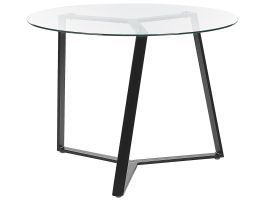 Glass Top Round Dining Table âŒ€ 100 cm Black KEBRI