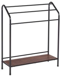 Towel Stand with Shelf 72 x 85 cm Black and Dark Wood MURIVA