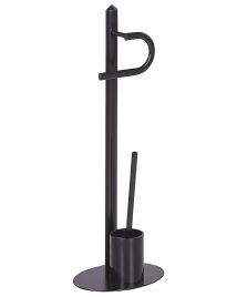 Freestanding Toilet Paper and Brush Holder Black SARTO