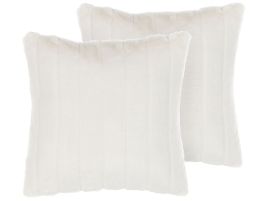 Set of 2 Faux Fur Cushions 45x45cm White