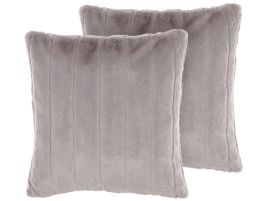 Set of 2 Faux Fur Cushions 45x45cm Grey