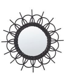 Rattan Sunburst Wall Mirror 60cm Black