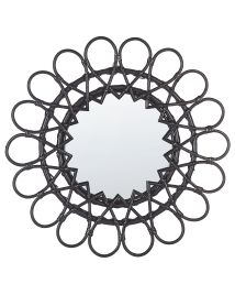 Rattan Sunburst Wall Mirror 60cm Black