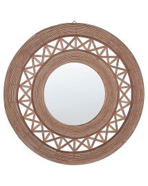 Round Bamboo Wall Mirror 62cm Light Brown
