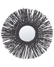 Rattan Sunburst Wall Mirror 60cm Black
