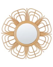 Rattan Sunburst Wall Mirror 60cm Beige