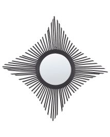 Rattan Wall Mirror 60x60cm Black