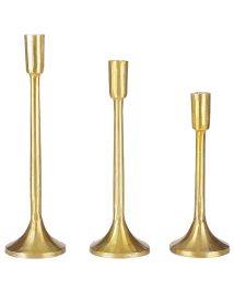 Metal Set of 3 Metal Candlesticks Gold
