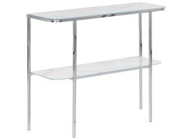 Glass Top Console Table Marble Effect White with Silver CALVERT