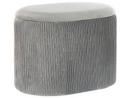 Velvet Storage Pouffe Light Grey RICHLAND