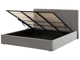 Velvet EU Super King Size Ottoman Bed Grey VION