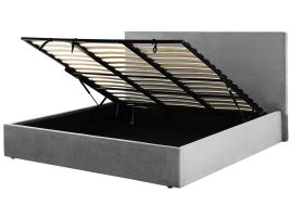 Velvet EU Super King Size Ottoman Bed Grey LORIENT