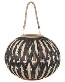 Bamboo Candle Lantern 37 cm Natural and Black BESAH