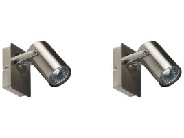 Set of 2 Metal Spotlight Lamps Silver KLIP