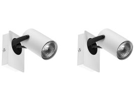 Set of 2 Metal Spotlight Lamps White KLIP
