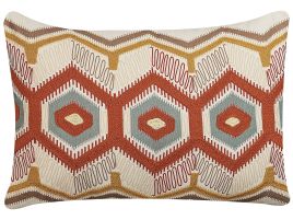 Embroidered Cotton Cushion Geometric Pattern 40x60cm Multicolour
