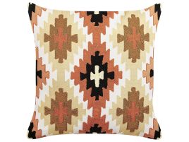 Embroidered Cotton Cushion Geometric Pattern 50x50cm Multicolour