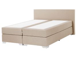Fabric EU King Size Divan Bed Beige PRESIDENT