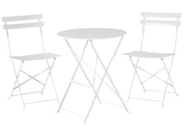Steel Garden Bistro Set White FIORI