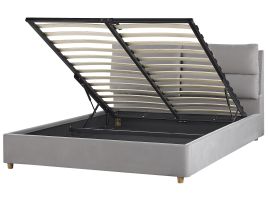 Velvet EU King Size Ottoman Bed Light Grey BATILLY